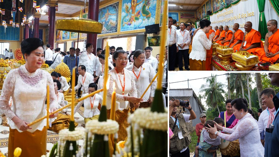 សម្ដេចកិត្តិព្រឹទ្ធបណ្ឌិត ប៊ុន រ៉ានី ហ៊ុនសែន អញ្ជើញក្នុងអង្គកឋិនទានមហាសាមគ្គីគ្រួសារខ្មែរ នៅវត្តពោធិគិរីវង្សារាម និងប្រគេនដល់វត្ត១៤២ផ្សេងទៀត នៅក្នុងខេត្តត្រាវិញ ប្រទេសវៀតណាម